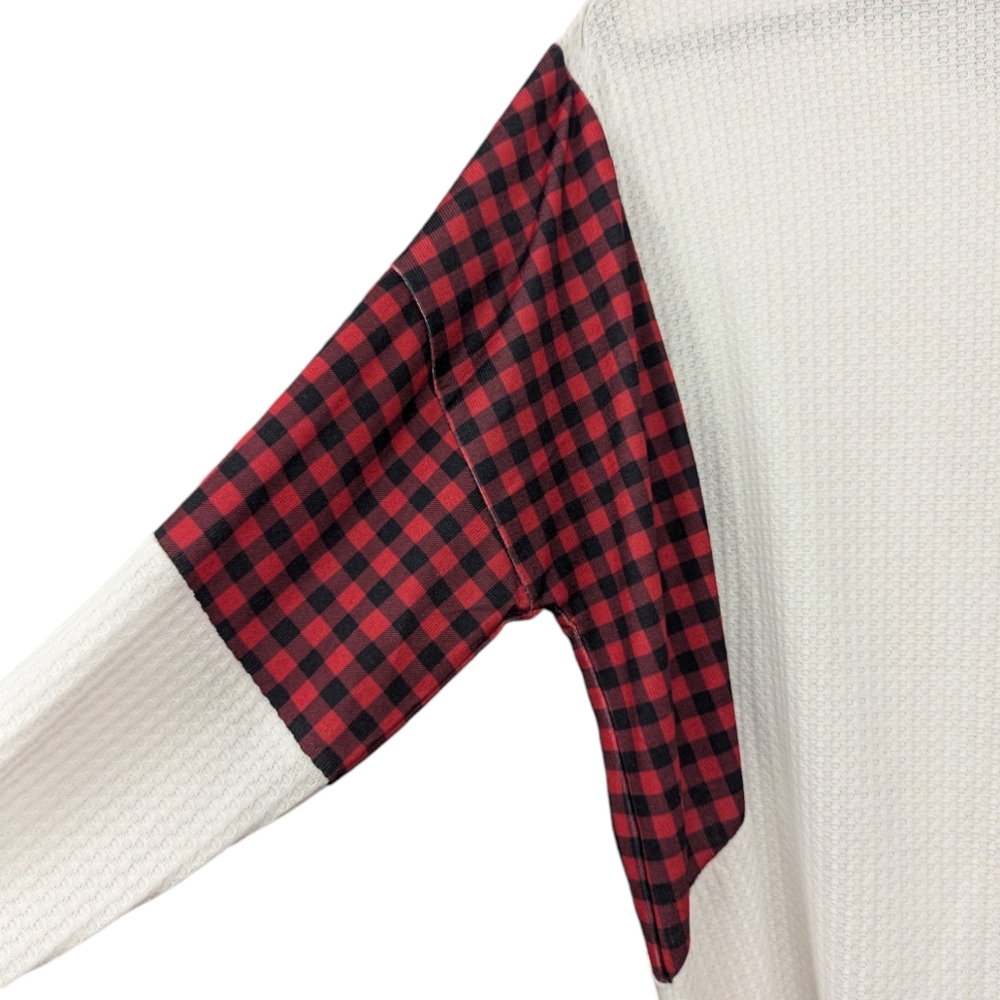 Cato • Christmas Top "Wake Pray Sleigh" Waffle Knit | Buffalo Plaid | 2X 18/20 - Picture 7 of 9